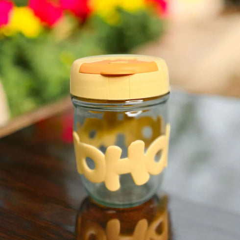Personalised Hoho Printed Glass Tumbler with Lid and Straw - 450ml